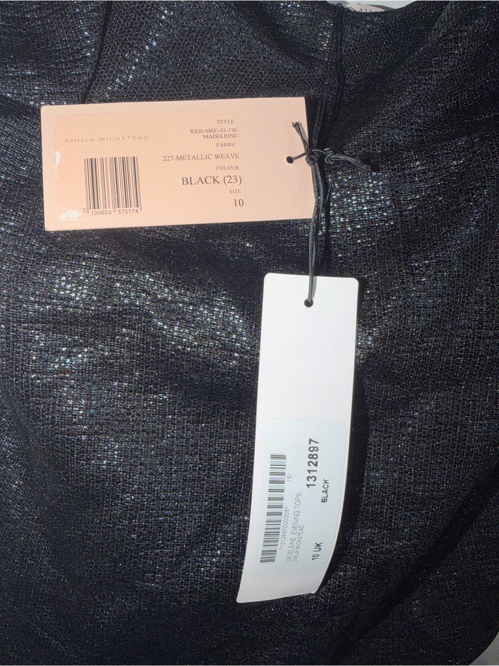 Emilia Wickstead Black Shimmer Square-Neck Cami — image 4 of 7